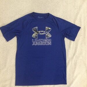 Under Armour UA Loose Short Sleeve Shirt Blue Youth XL